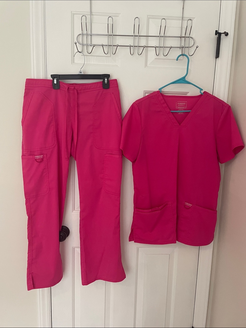 Cherokee Women’s Hot Pink Boot Cut Scrub Pants